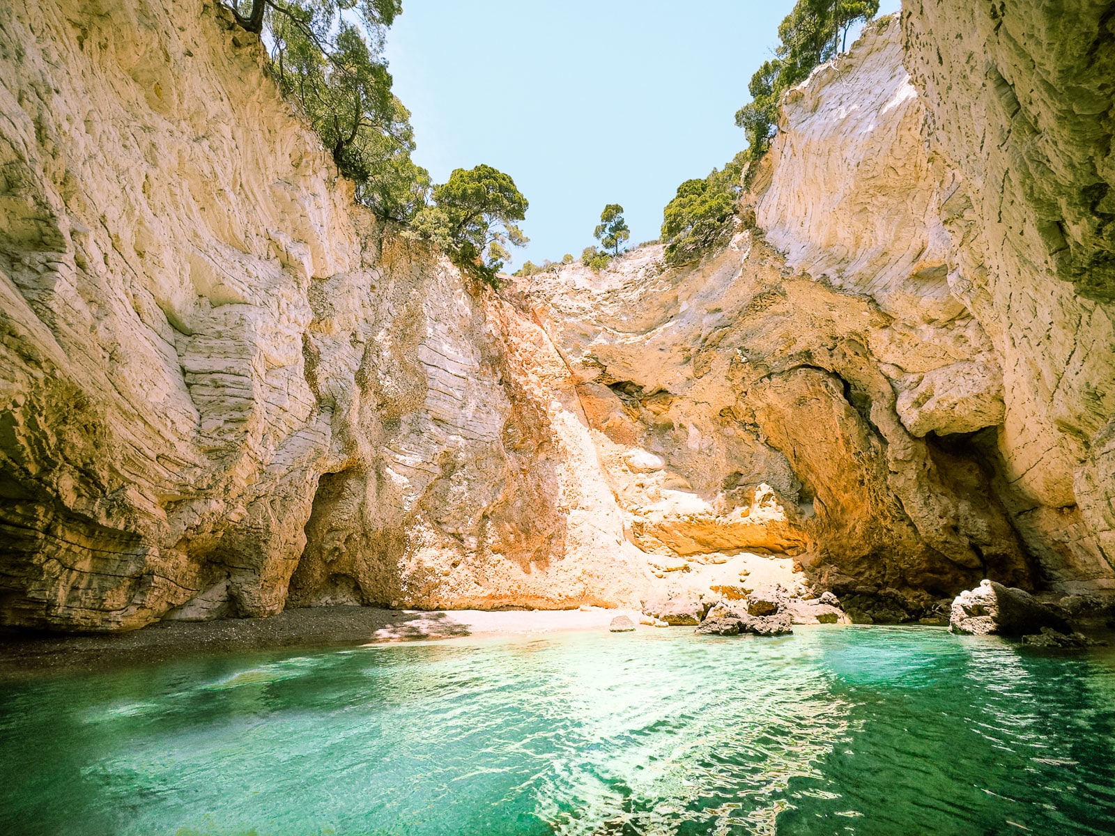 View from the boat of a grotto in Gargano Region in Puglia, Italy